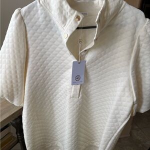 Mary Square Cream Quilted Polo Top and Shorts